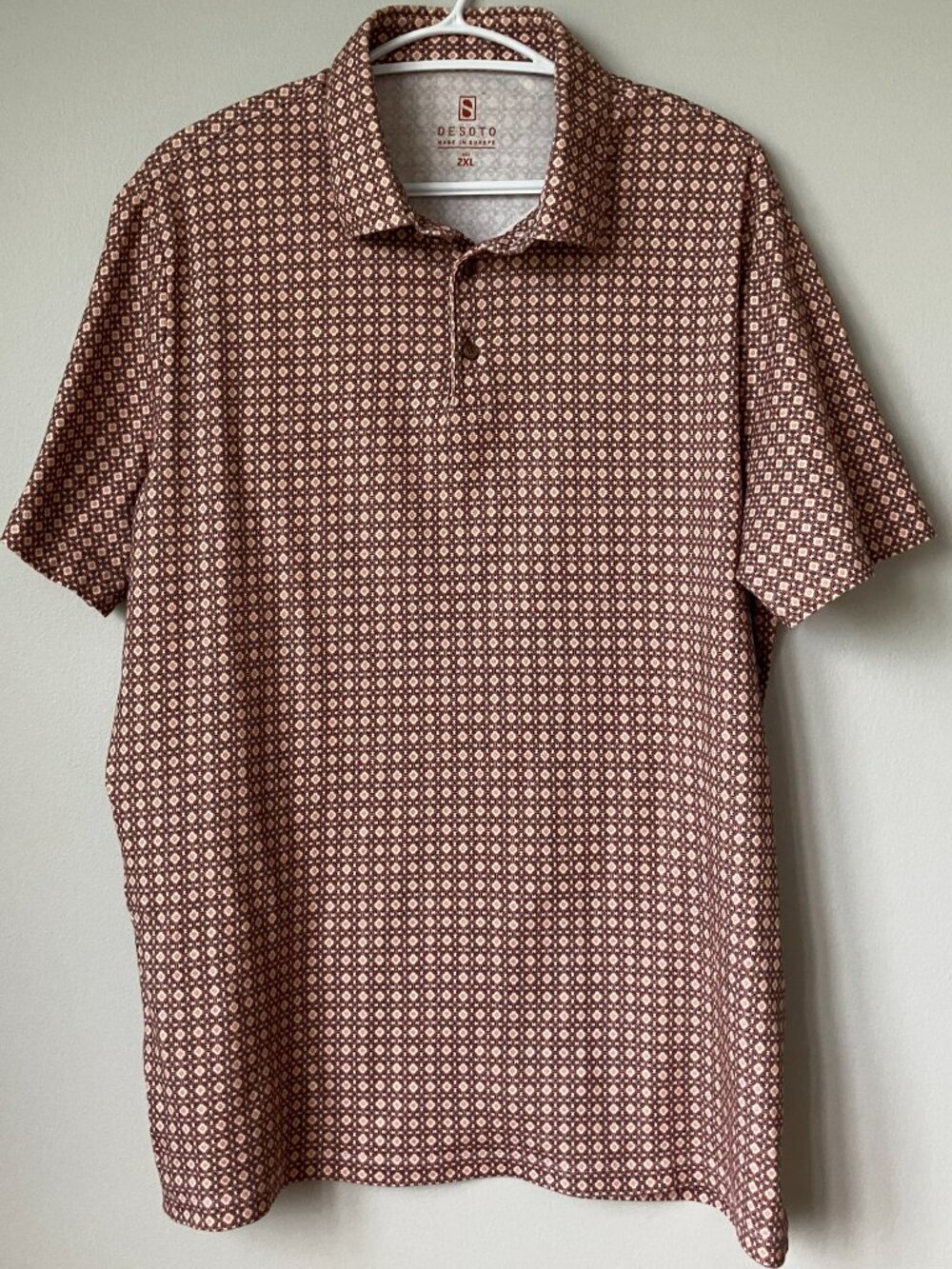 DESOTO Short Sleeve Print Polo Shirt Men's Size 2XL